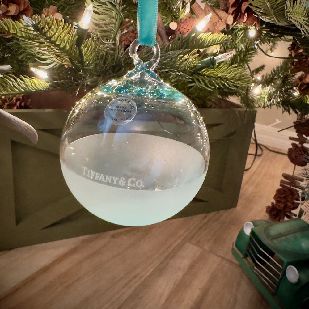 Tiffany & Co. Clear and Aqua smoked Crystal Ornament